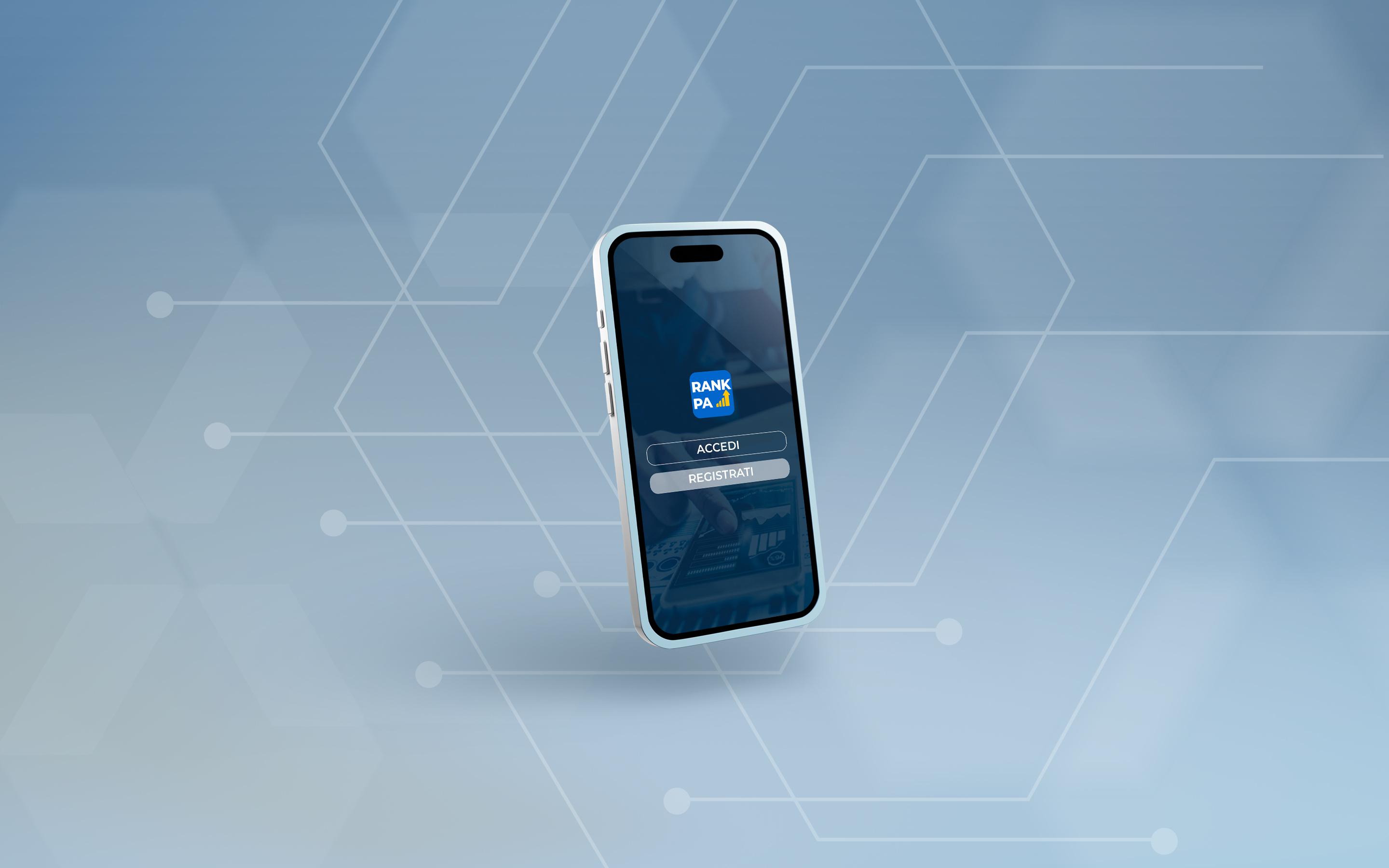 smartphone che mostra sul display l'app rankpa